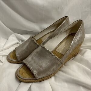 Jack Rogers Women’s Palmer Silver Espadrilles Wedge Heels Sandals Size 9M